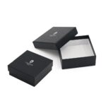 Confezione regalo in pelle a due pezzi con effetto lamina d'argento