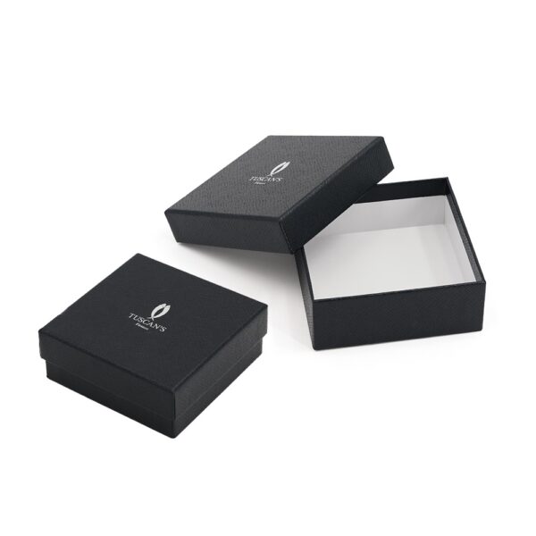Silver Foil Textured Two-Piece Leather Accessories Gift Box Silver Foil Textured Two-Piece Leather Accessories Gift Box