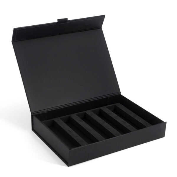 Black Hinged-Lid Spice Tube Gift Box with Custom Insert Black Hinged-Lid Spice Tube Gift Box with Custom Insert