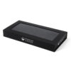 Black Hinged Perfume Box with Window and Four-Bottle Insert Black Hinged Perfume Box with Window and Four-Bottle Insert