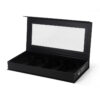 Black Hinged Perfume Box with Window and Four-Bottle Insert Black Hinged Perfume Box with Window and Four-Bottle Insert