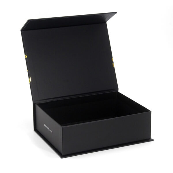 Black Magnetic Olive Oil Gift Box with Gold Foil Branding
