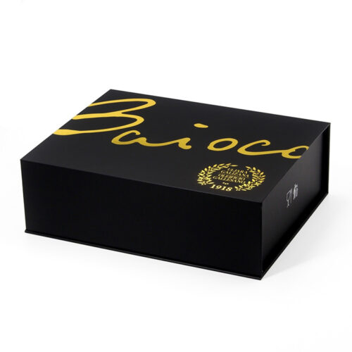 Black Magnetic Olive Oil Gift Box with Gold Foil Branding