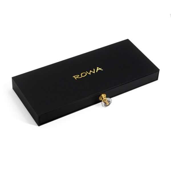 Black Rigid Hair Extension Drawer Box with Crystal Pull Black Rigid Hair Extension Drawer Box with Crystal Pull