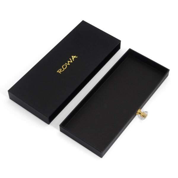 Black Rigid Hair Extension Drawer Box with Crystal Pull Black Rigid Hair Extension Drawer Box with Crystal Pull