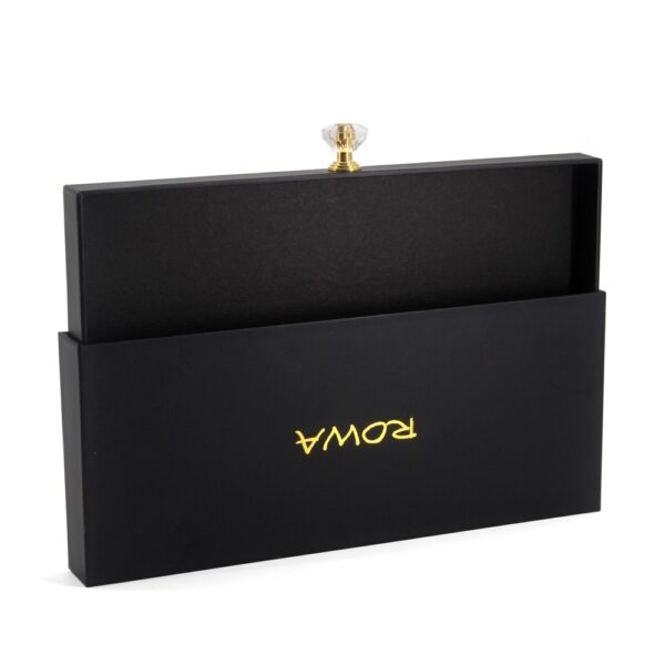Black Rigid Hair Extension Drawer Box with Crystal Pull Black Rigid Hair Extension Drawer Box with Crystal Pull