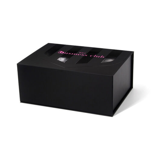 Black Rigid VIP Card Box with Divider Insert and Spot UV