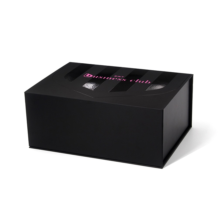 Black Rigid VIP Card Box with Divider Insert and Spot UV