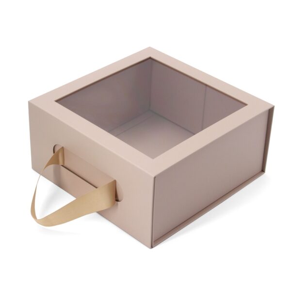 Collapsible Gift Box with Clear Window and Ribbon Handle Collapsible Gift Box with Clear Window and Ribbon Handle