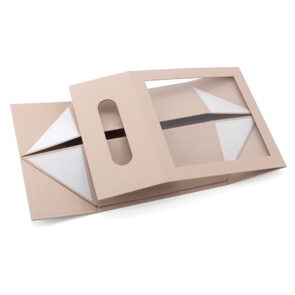 Collapsible Gift Box with Clear Window and Ribbon Handle Collapsible Gift Box with Clear Window and Ribbon Handle