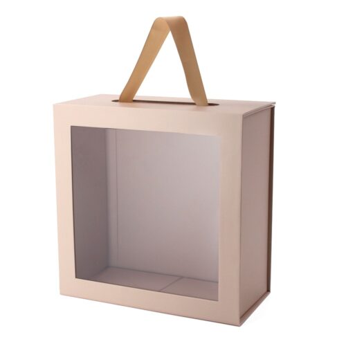 Collapsible Gift Box with Clear Window and Ribbon Handle Collapsible Gift Box with Clear Window and Ribbon Handle