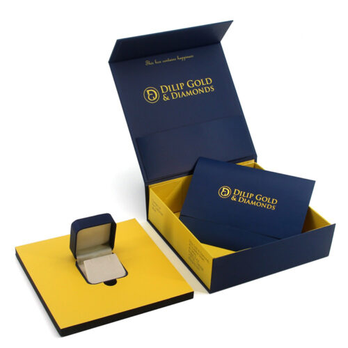 Collapsible Magnetic Jewelry Presentation Box with Gold Foil Collapsible Magnetic Jewelry Presentation Box with Gold Foil