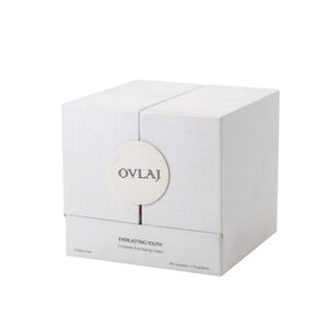 Caja para crema antienvejecimiento de doble puerta con inserto rojo a medida