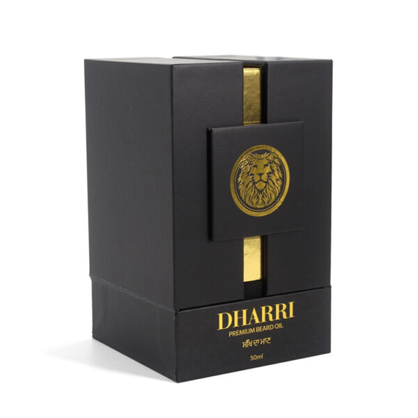 Double-Door Beard Oil Rigid Box with Gold Foil Branding Double-Door Beard Oil Rigid Box with Gold Foil Branding