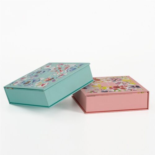 Floral Printed Hinged-Lid Cosmetic Gift Box with Window Floral Printed Hinged-Lid Cosmetic Gift Box with Window