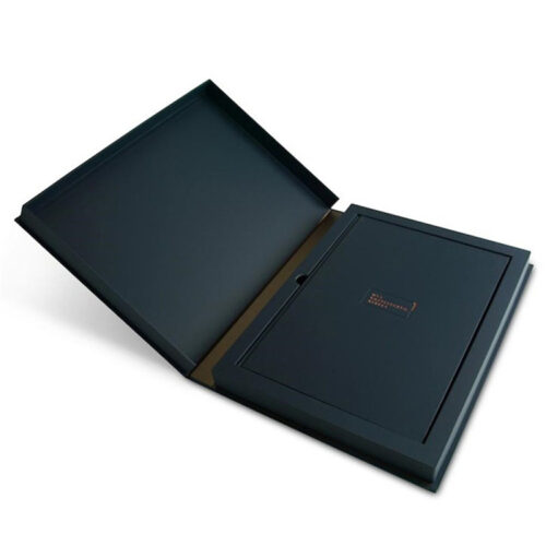 Foil Stamped Book-Style Sample Presentation Box with Tray Foil Stamped Book-Style Sample Presentation Box with Tray