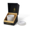 Foil Stamped Rigid Hinged-Lid Candle Box with Gold Insert Foil Stamped Rigid Hinged-Lid Candle Box with Gold Insert