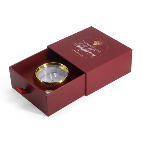 Foil Stamped Saffron Drawer Gift Box with Die-Cut Insert Foil Stamped Saffron Drawer Gift Box with Die-Cut Insert