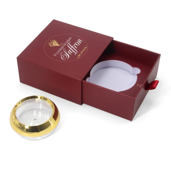 Foil Stamped Saffron Drawer Gift Box with Die-Cut Insert