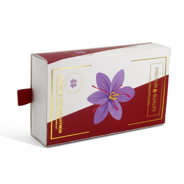 Foil Stamped Saffron Drawer Packaging Box with Pull Tab Foil Stamped Saffron Drawer Packaging Box with Pull Tab