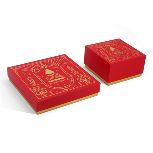 Gold Foil Christmas Rigid Stationery Gift Box with Insert