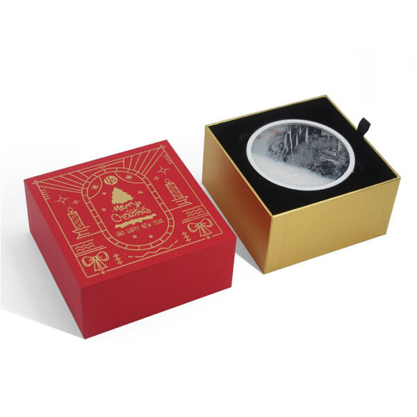 Gold Foil Christmas Rigid Stationery Gift Box with Insert