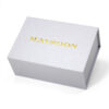Gold Foil Magnetic Apparel Gift Box with Pearlescent Wrap Gold Foil Magnetic Apparel Gift Box with Pearlescent Wrap