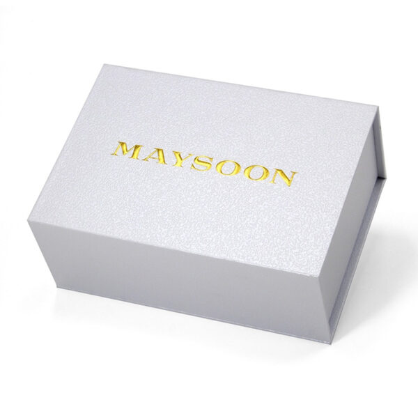 Gold Foil Magnetic Apparel Gift Box with Pearlescent Wrap Gold Foil Magnetic Apparel Gift Box with Pearlescent Wrap