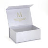 Gold Foil Magnetic Apparel Gift Box with Pearlescent Wrap Gold Foil Magnetic Apparel Gift Box with Pearlescent Wrap