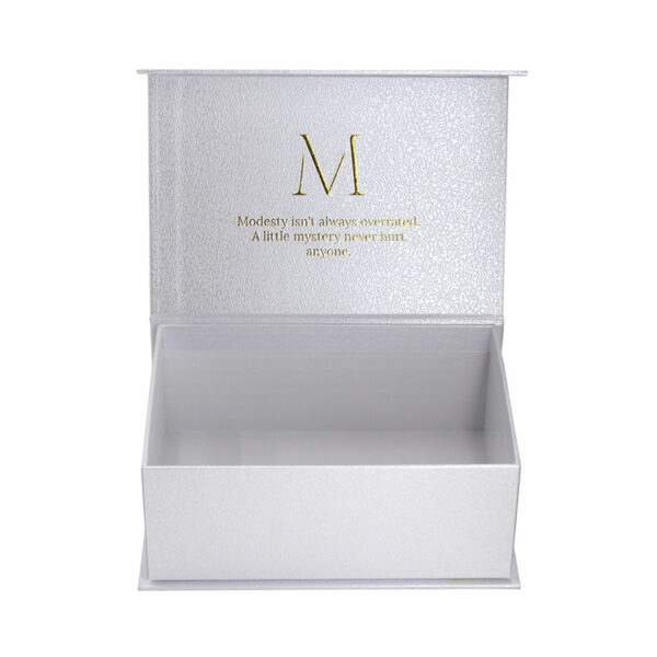Gold Foil Magnetic Apparel Gift Box with Pearlescent Wrap Gold Foil Magnetic Apparel Gift Box with Pearlescent Wrap