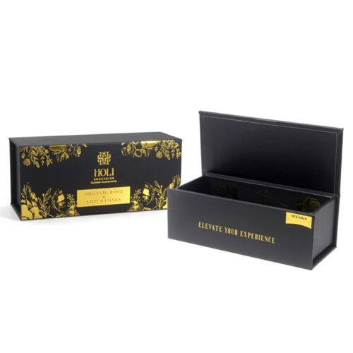 Gold Foil Pre-Roll Cone Hinged-Lid Rigid Presentation Box