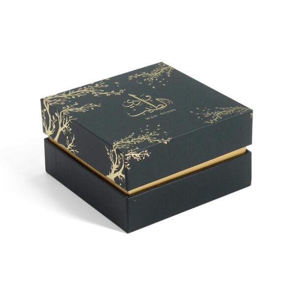 Gold Foil Stamped Hinged Perfume Box with Velvet Insert Gold Foil Stamped Hinged Perfume Box with Velvet Insert