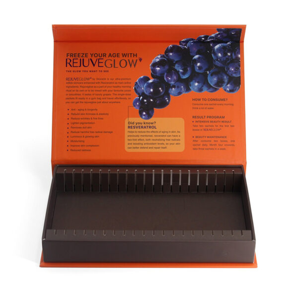 Hinged Lid Sachet Box with Slotted Insert Hinged Lid Sachet Box with Slotted Insert
