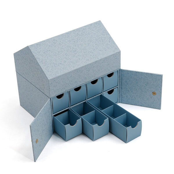 House-Shaped Rigid Jewelry Box with Double Doors and Drawers House-Shaped Rigid Jewelry Box with Double Doors and Drawers