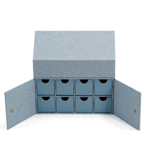 House-Shaped Rigid Jewelry Box with Double Doors and Drawers