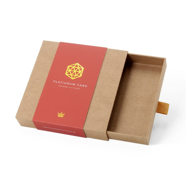 Kraft Paper Drawer Gift Card Box with Foil Stamped Sleeve