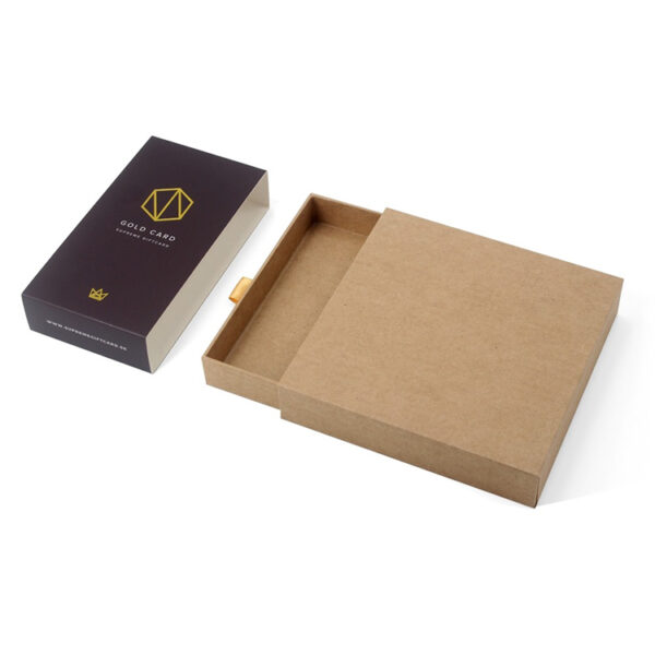 Kraft Paper Drawer Gift Card Box with Foil Stamped Sleeve
