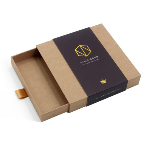 Kraft Paper Drawer Gift Card Box with Foil Stamped Sleeve Kraft Paper Drawer Gift Card Box with Foil Stamped Sleeve