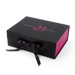 Logo Printed Collapsible Apparel Box with Ribbon Closure