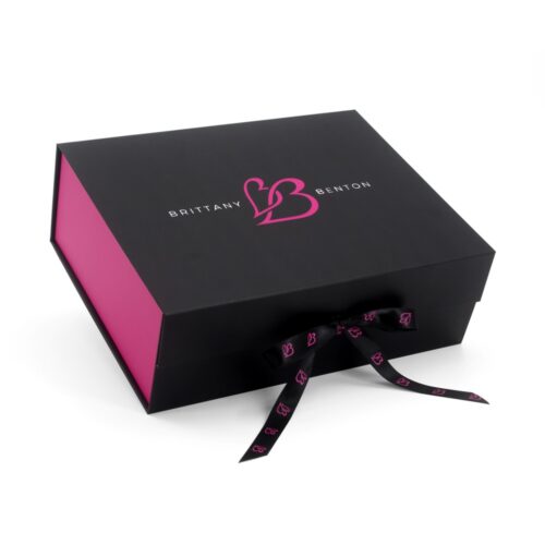 Logo Printed Collapsible Apparel Box with Ribbon Closure Logo Printed Collapsible Apparel Box with Ribbon Closure