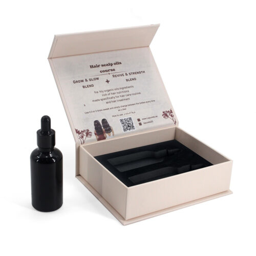 Magnetic Hair Oil Presentation Box with Black Foam Insert Magnetic Hair Oil Presentation Box with Black Foam Insert
