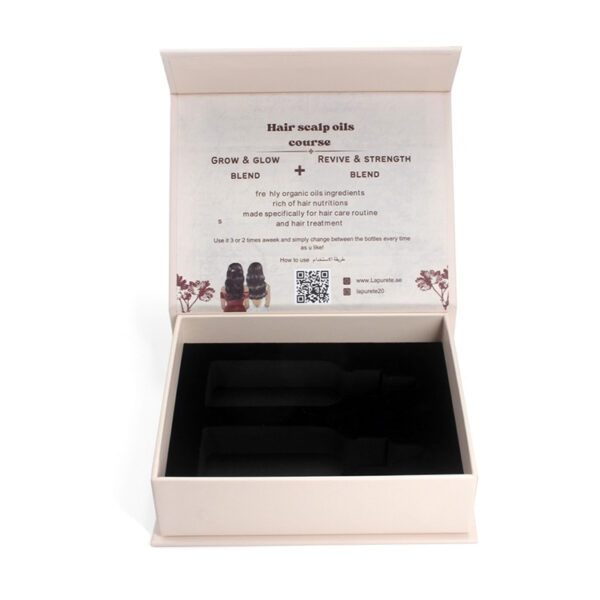 Magnetic Hair Oil Presentation Box with Black Foam Insert Magnetic Hair Oil Presentation Box with Black Foam Insert