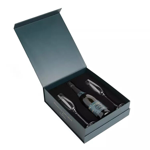Magnetic Wine Gift Box with Bottle and Stemware Inserts