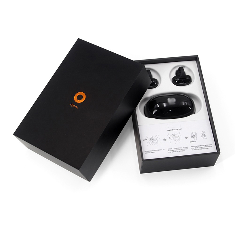 Matte Black Rigid Earbud Packaging Box with Foam Insert