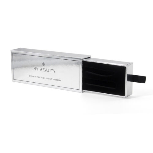 Metallic Drawer Eyebrow Tweezer Gift Box with Velvet Insert