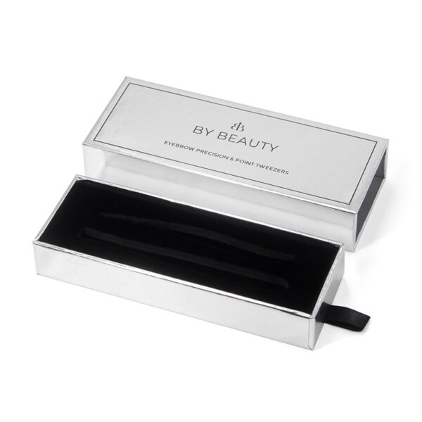 Metallic Drawer Eyebrow Tweezer Gift Box with Velvet Insert