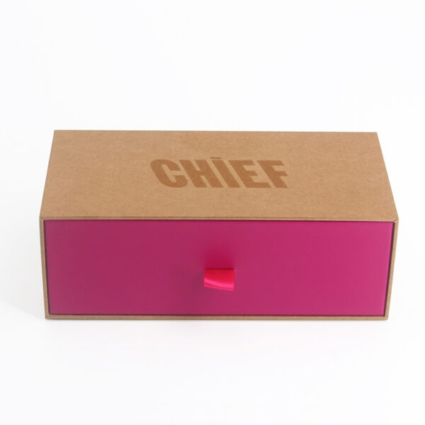 Natural Kraft Drawer Gift Box with Pink Satin Ribbon Pull Natural Kraft Drawer Gift Box with Pink Satin Ribbon Pull