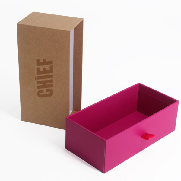 Natural Kraft Drawer Gift Box with Pink Satin Ribbon Pull Natural Kraft Drawer Gift Box with Pink Satin Ribbon Pull