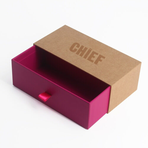 Natural Kraft Drawer Gift Box with Pink Satin Ribbon Pull Natural Kraft Drawer Gift Box with Pink Satin Ribbon Pull