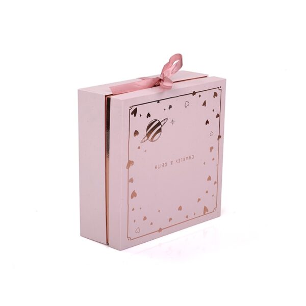 Pink Rigid Handbag Gift Box with Foil and Ribbon Closure Pink Rigid Handbag Gift Box with Foil and Ribbon Closure